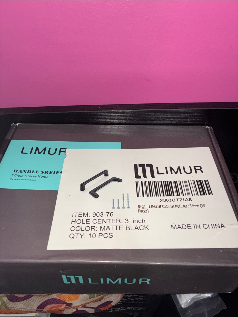 NWT LIMUR Matte Black Cabinet Pulls - 3 inch (10 Pack)